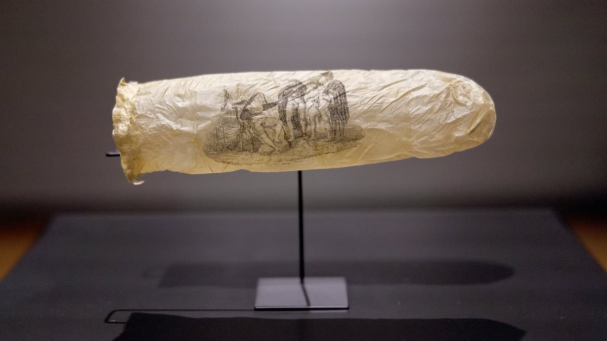 200-year-old condom featuring erotic drawing of a semi-naked nun and three clergymen goes on display at Dutch museum