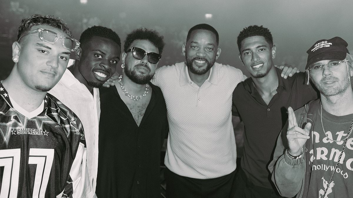 Will Smith cuts a smart casual figure in a textured knit polo as he parties with Jude Bellingham at Ibiza club