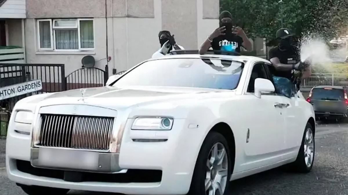 Gangsters who sprayed Dom Perignon from white Rolls-Royce in drill rap video to lure youngsters into their heroin and crack cocaine ring are jailed for total of 130 years