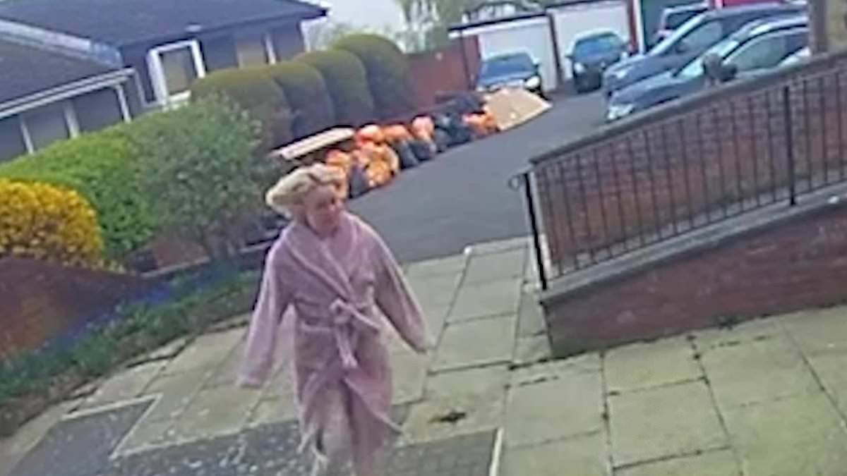Terrifying moment dive-bombing buzzard attacks woman in her dressing gown and slippers - as bird of prey's reign of terror forces primary school pupils inside at break times