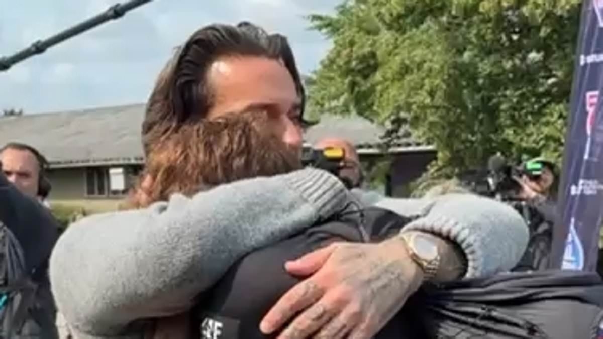 EXCLUSIVE Sam Thompson breaks down in tears after pal Pete Wicks surprises him amid latest leg of gruelling 260-mile endurance challenge that's left him in 'intense pain' following injury