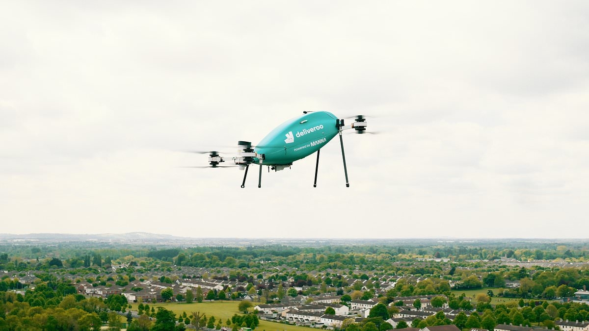 Now THAT'S what you call fast food! Deliveroo launches a drone delivery service - with takeaways delivered in as little as three minutes