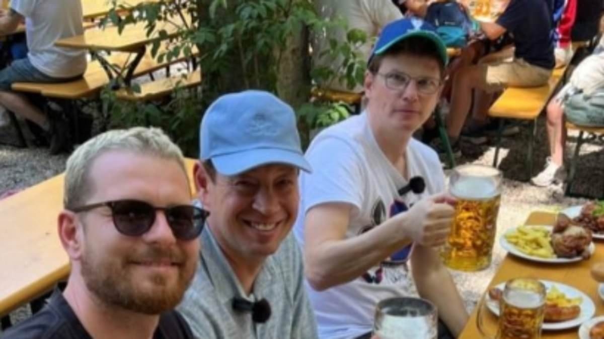 Former Arsenal cult hero looks unrecognisable as he tucks into large beer stein ahead of Champions League final