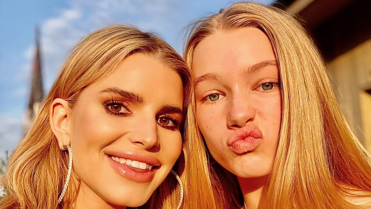 Jessica Simpson poses with mini-me daughter Maxwell, 13, after split from husband Eric Johnson