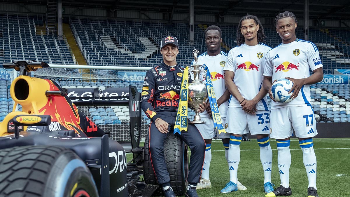 Leeds stars race Red Bull F1 car at Elland Road after challenging driver to contest amid Premier League return