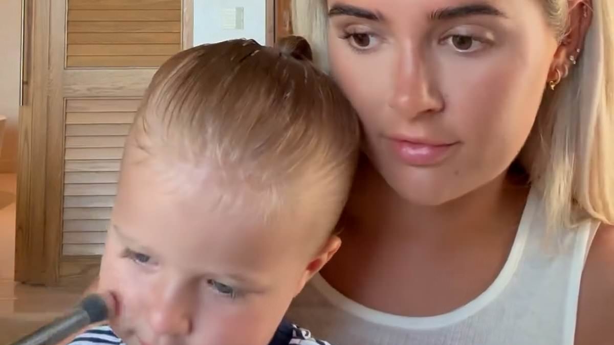 Molly-Mae Hague shares adorable beauty tutorial with daughter Bambi - but VERY racy background detail steals the spotlight
