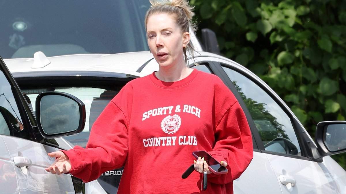 Katherine Ryan, 41, covers her growing baby bump in an oversized jumper as she's seen for the first time since revealing she's pregnant with her fourth child