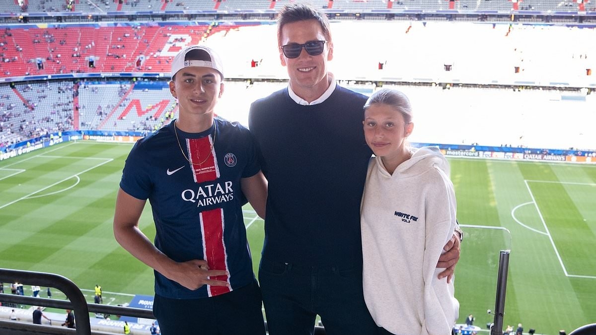 Tom Brady kicks off European summer break with his and Gisele Bundchen's kids... and a major sporting star
