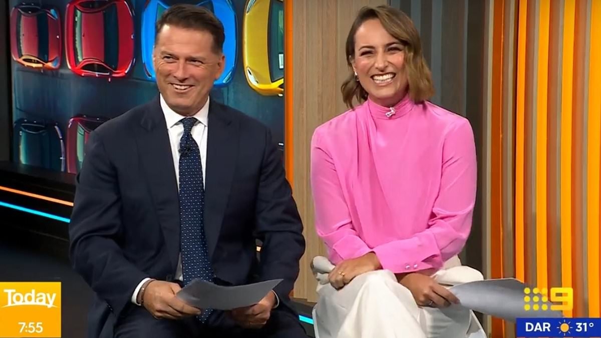 Luxury car enthusiast Karl Stefanovic takes a cheeky dig at his Today co-host Jayne Azzopardi for driving a Mazda