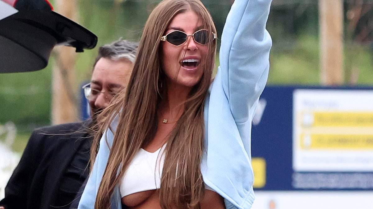 TOWIE's Becks Bloomberg risks being turned away from her flight as she flashes underboob in a TINY top on cast trip to Portugal