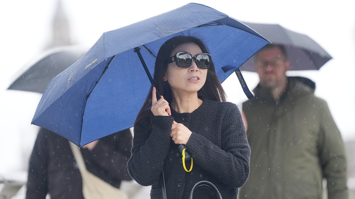Wet and windy weekend! Met Office warns of 40mph gusts in London plus as much rain on Saturday as ALL that fell in May - but heat will rise to 25C next week