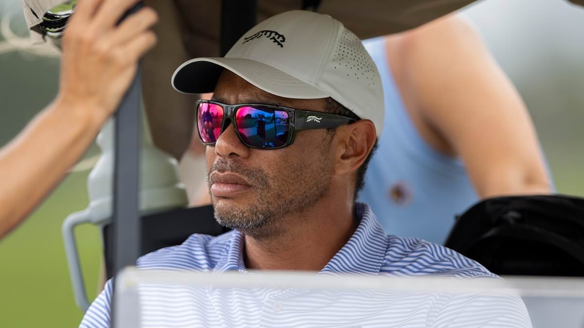 Tiger Woods returns to the golf course months after Achilles tear - but there's no sign of new lover Vanessa Trump