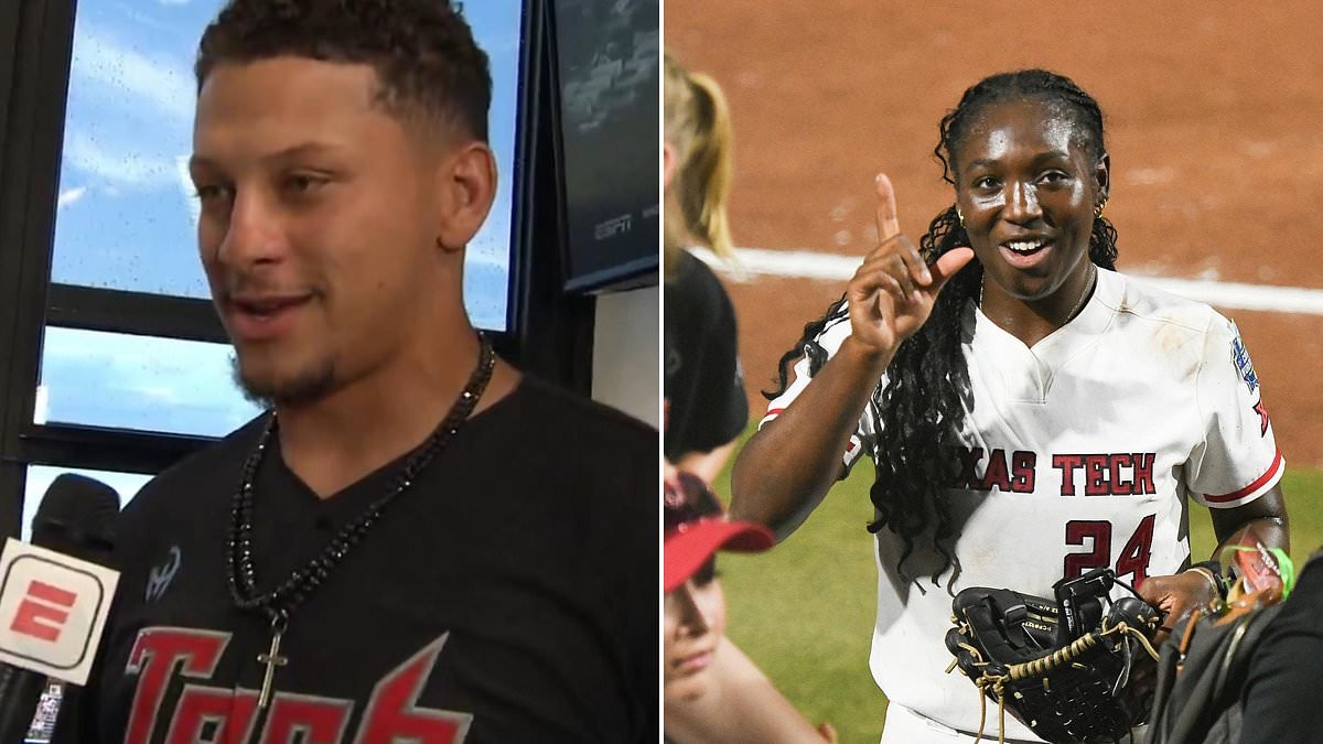 Patrick and Brittany Mahomes cheer on as Texas Tech softball wins Women's College World Series Game 2