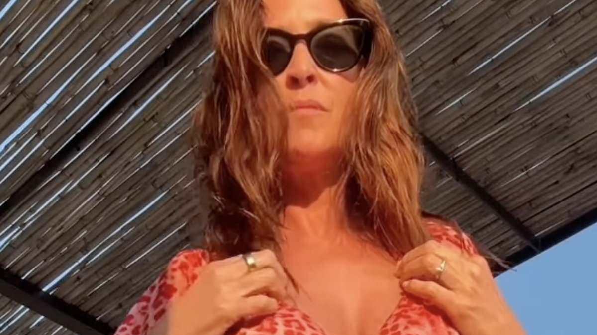 Lisa Snowdon, 53, shows off her incredible body in skimpy red leopard print bikini video from Italian getaway
