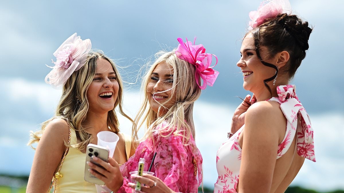 Bottoms up! Dreary weather no match for Epsom's winning women on Ladies Day as racegoers celebrate their winnings in style