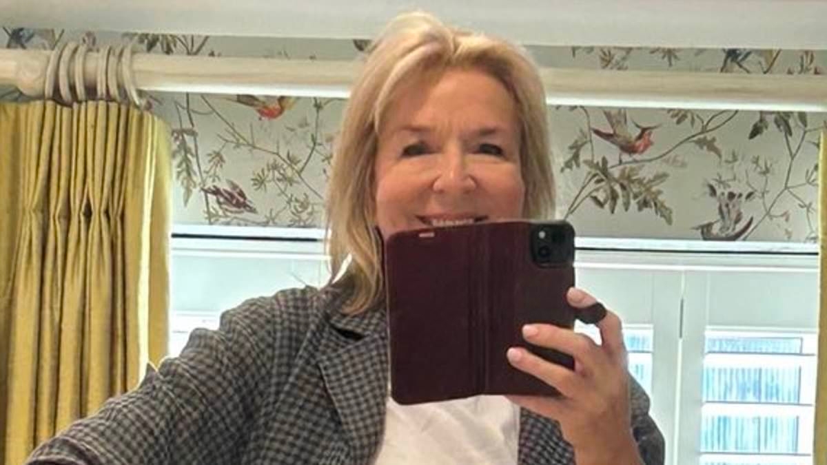Fern Britton, 67, continues to showcase her incredible weight loss transformation in a chic blazer and high-waisted trousers for latest social media snap - after losing five stone