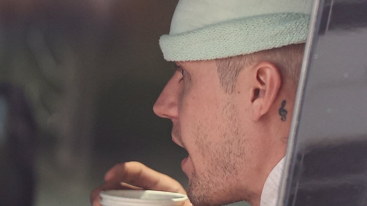 Justin Bieber spotted solo on coffee run after sparking fears over dramatic weight loss and mysterious injury