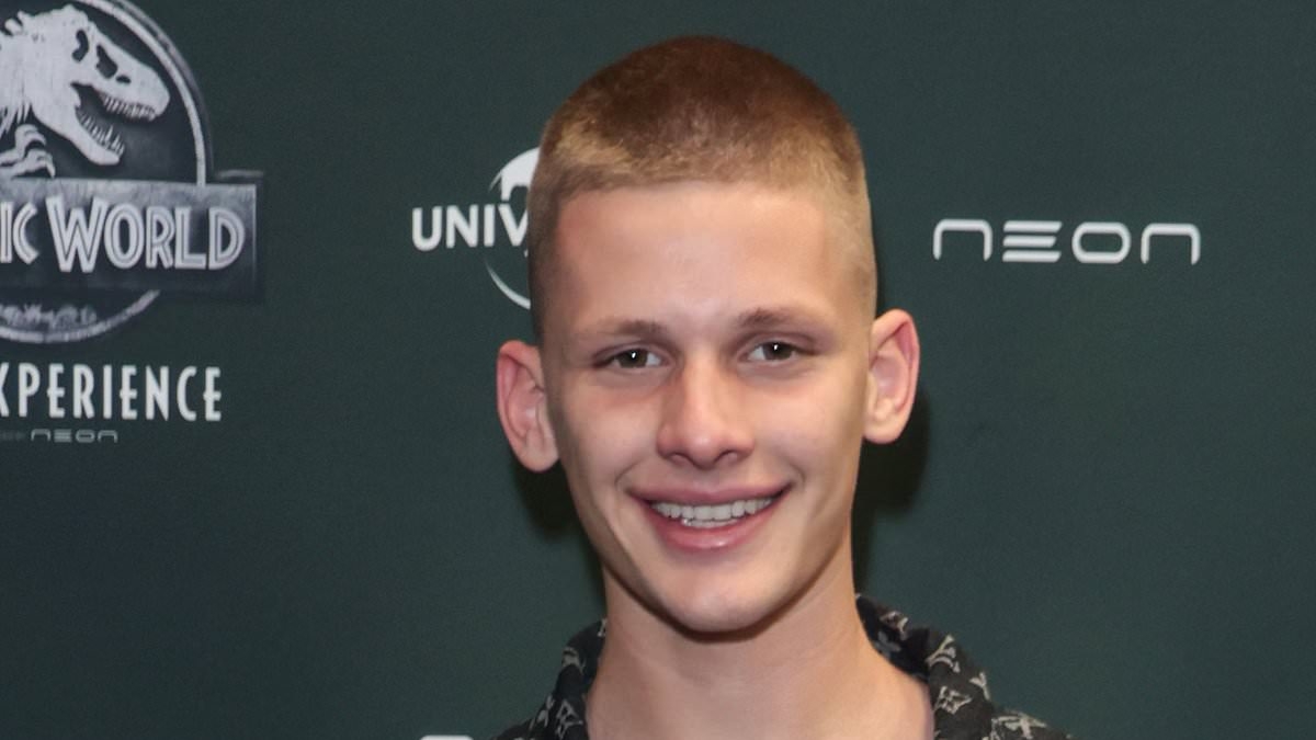 Freddy Brazier, 20, is seen for the first time since revealing he is going to rehab as he arrives at star-studded Jurassic World event