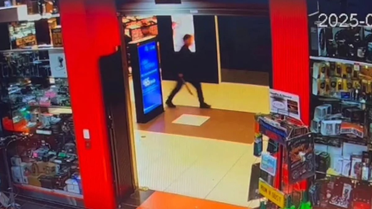 Terrifying moment customer is caught up in machete attack at Melbourne shopping centre as stores plunged into lockdown