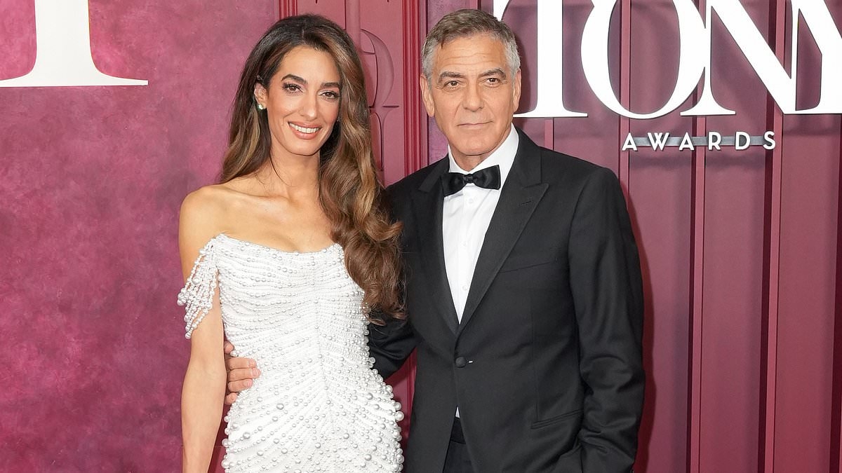 George Clooney returns to being a silver fox as he attends 2025 Tony Awards with glam wife Amal after 'awful dye job'