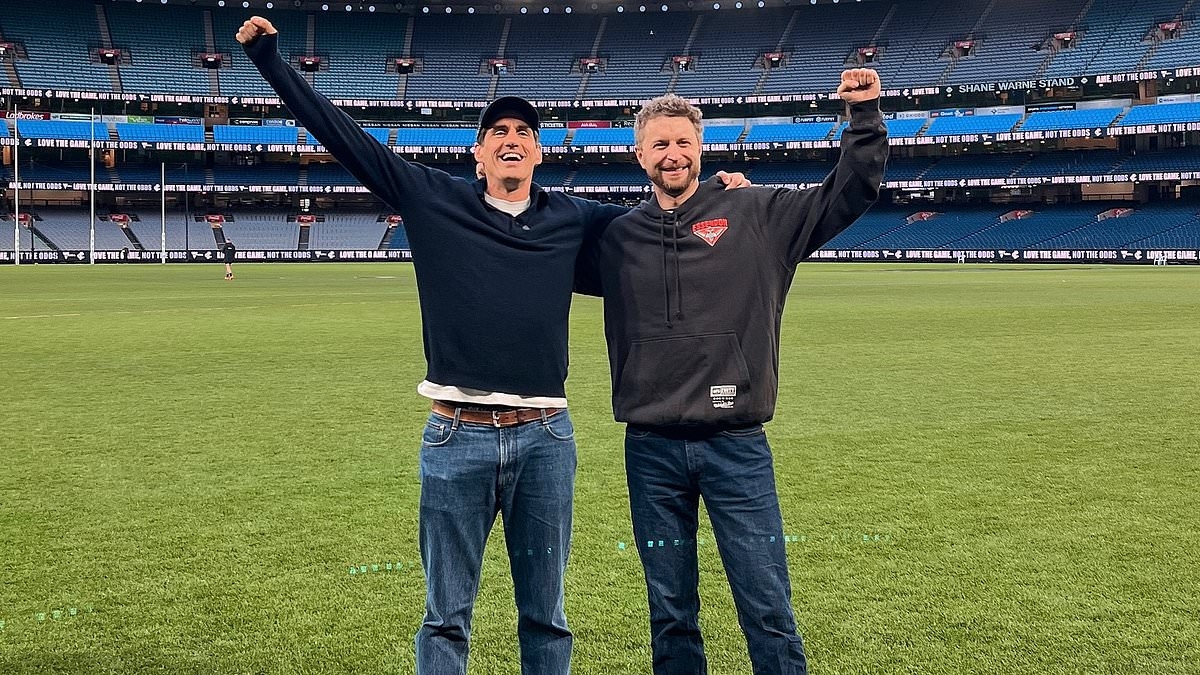 Rival radio stars Andy Lee and Jack Post clash during 2025 AFL Round 13 at Melbourne Cricket Ground