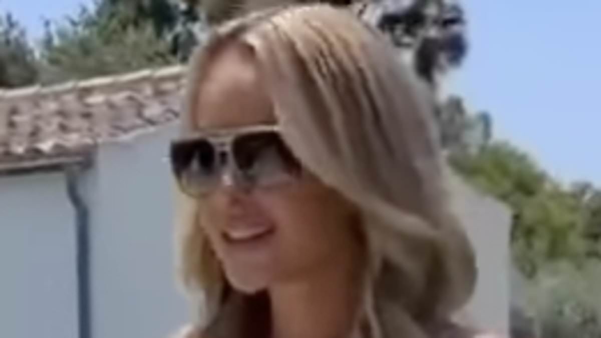 Amanda Holden, 54, shows off her jaw-dropping physique in a skimpy pink bikini and heels while filming new campaign in Mallorca