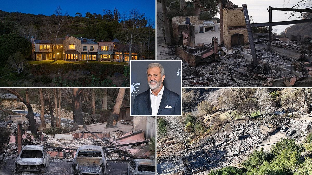 Mel Gibson starts work on rebuilding his $23million mega mansion in Malibu after it was ravaged in the LA fires