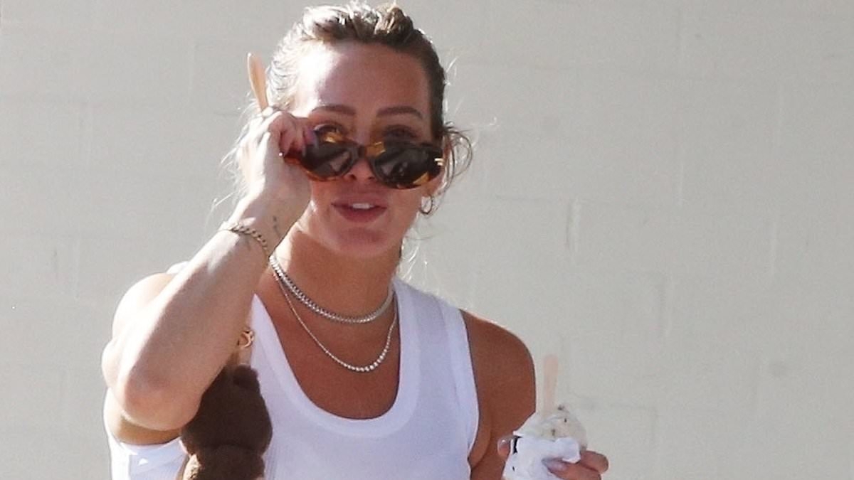 Hilary Duff looks slender after welcoming 4th child as she indulges in ice cream with her family