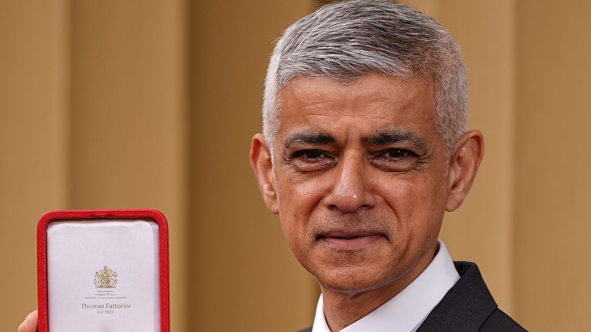 Mayor of London Sadiq Khan receives his knighthood from King Charles at Buckingham Palace