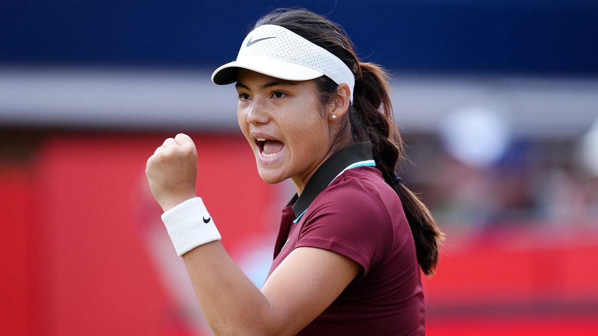 BREAKING NEWS Emma Raducanu serves up straight-sets drubbing to Queen's qualifier as former US Open champion books her spot in the second round after doubles success
