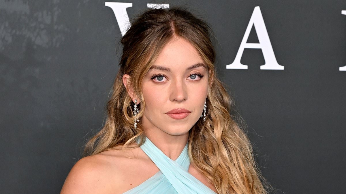 Sydney Sweeney is the epitome of glamour in a busty pale blue dress as she joins Julianne Moore and Ashley Roberts at Echo Valley premiere