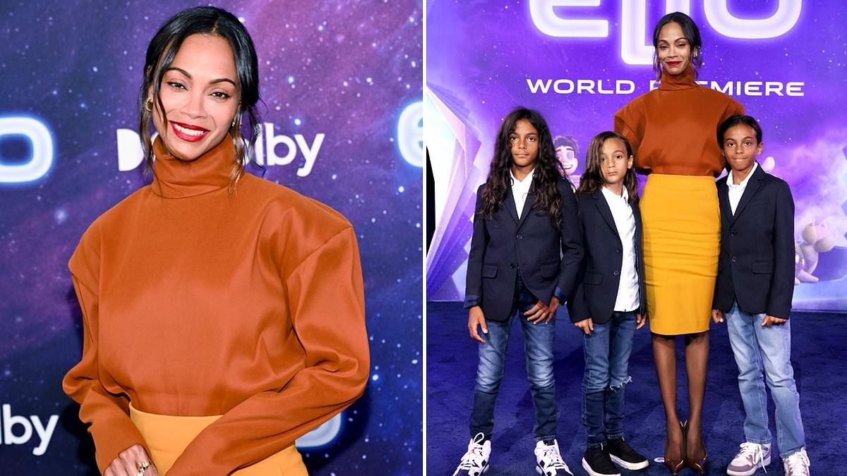 Zoe Saldana brings her three sons to Elio premiere in rare sighting and reveals their summer plans