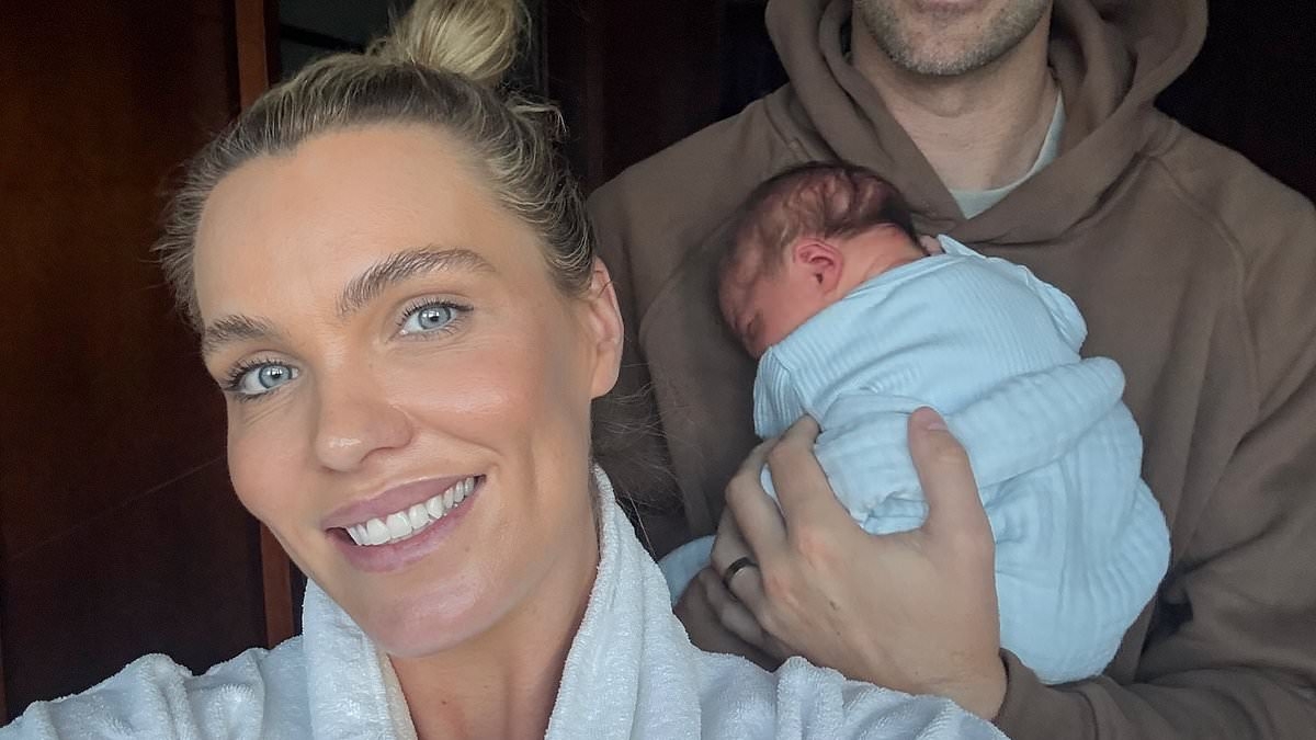 Abbey Holmes welcomes her first child with husband Keegan Brooksby and reveals details of the dramatic birth