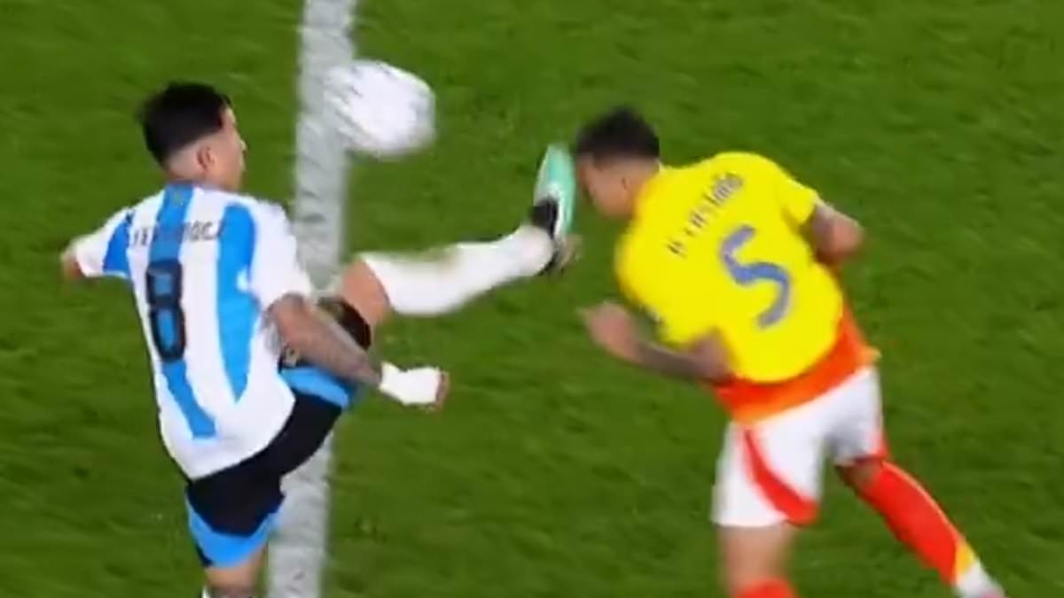 Chelsea star Enzo Fernandez sees red for horror challenge and Lionel Messi clashes with James Rodriquez - as Argentina and Colombia stars trade insults in World Cup qualifier
