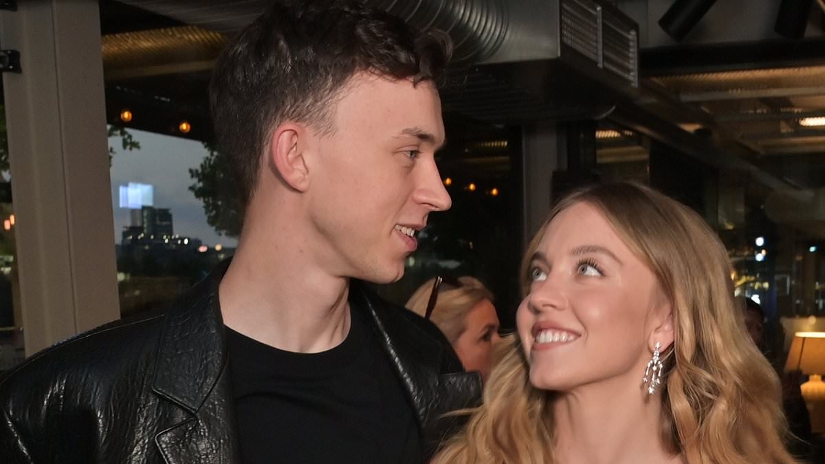 Sydney Sweeney is joined by rarely-seen younger brother Trent as she puts on a busty display in figure-hugging satin gown at Echo Valley premiere afterparty