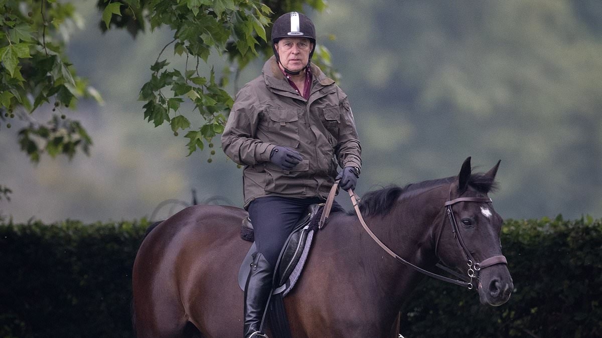 Prince Andrew appears in high spirits as he enjoys horse ride around Windsor