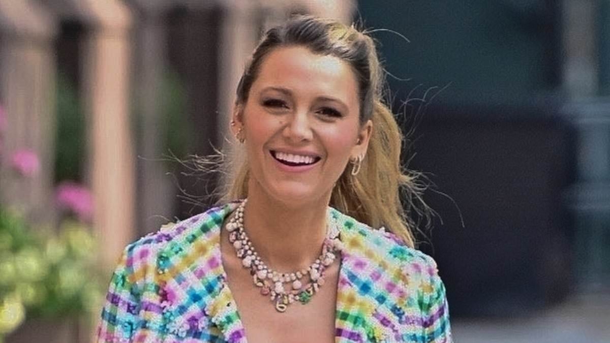 Blake Lively takes inspiration from her Gossip Girl days in multi-coloured checked co-ord as she beams from ear to ear after Justin Baldoni's $400m countersuit against her was dropped
