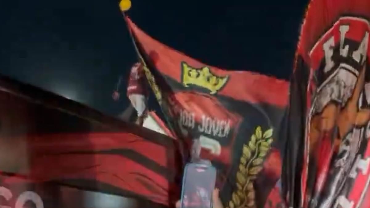 Police fire stun grenades and rubber bullets at fans of Chelsea's Club World Cup opponents Flamengo after 3,000 turned up to see them off at the airport