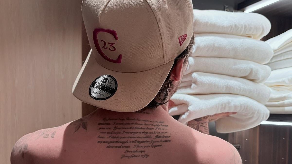 Victoria gushes 'David really does look after me' as son Brooklyn Beckham shows off his love letter tattoo tribute for wife Nicola Peltz amid family feud