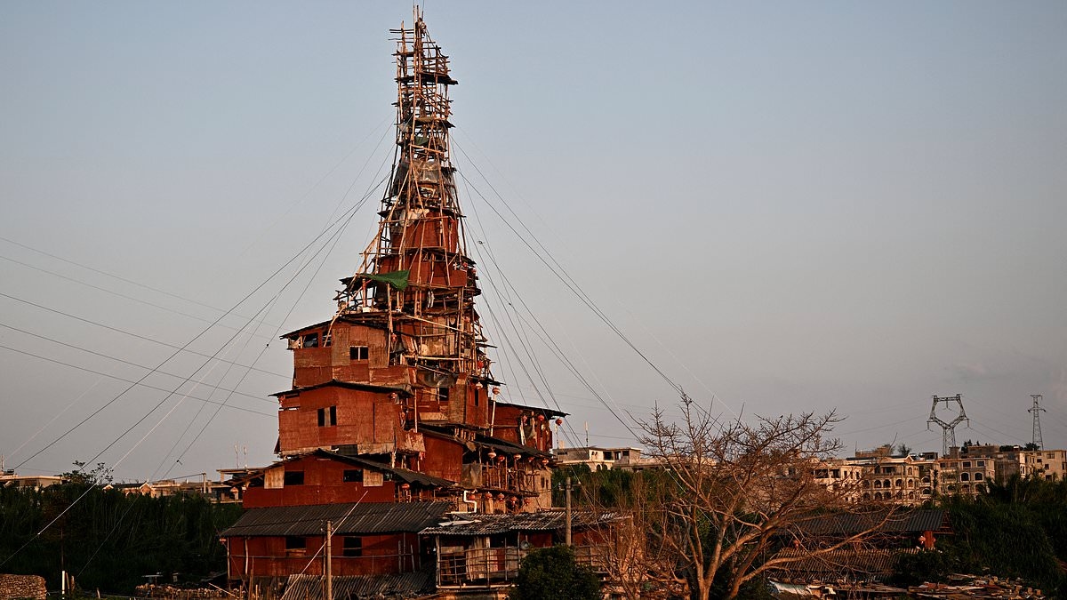 Is THIS the world's most stubborn homeowner? Man refuses to leave home as developer demolishes neighbours' houses... and builds 10 storey pyramid instead