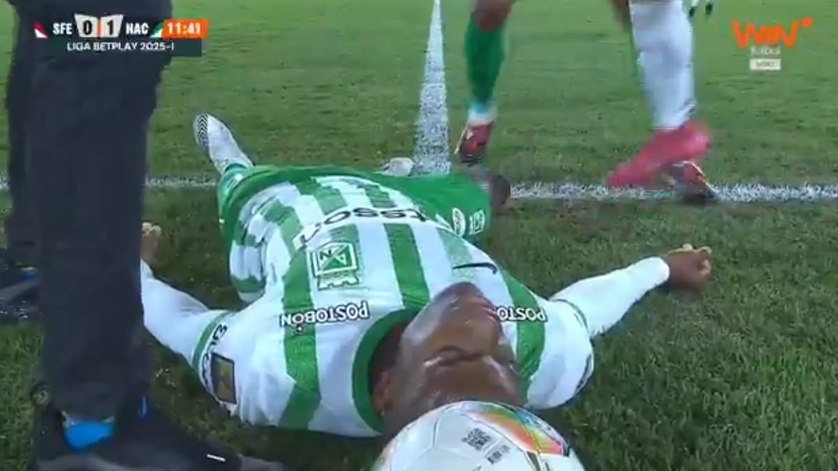 Treble-winning footballer collapses mid-match before ambulance is rushed onto the pitch - as club issues health update on star