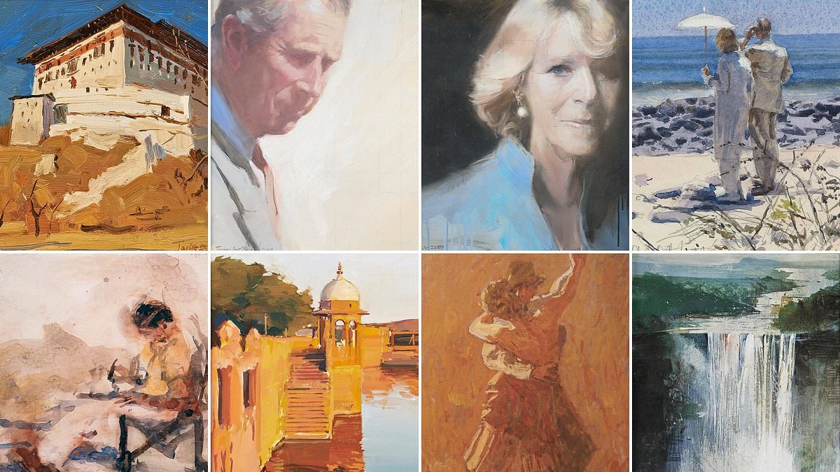 EXCLUSIVE Unseen pictures of King Charles that show him as never before: ROBERT HARDMAN reveals what really happens to the artists that go on royal tours - including the odd brush with disaster