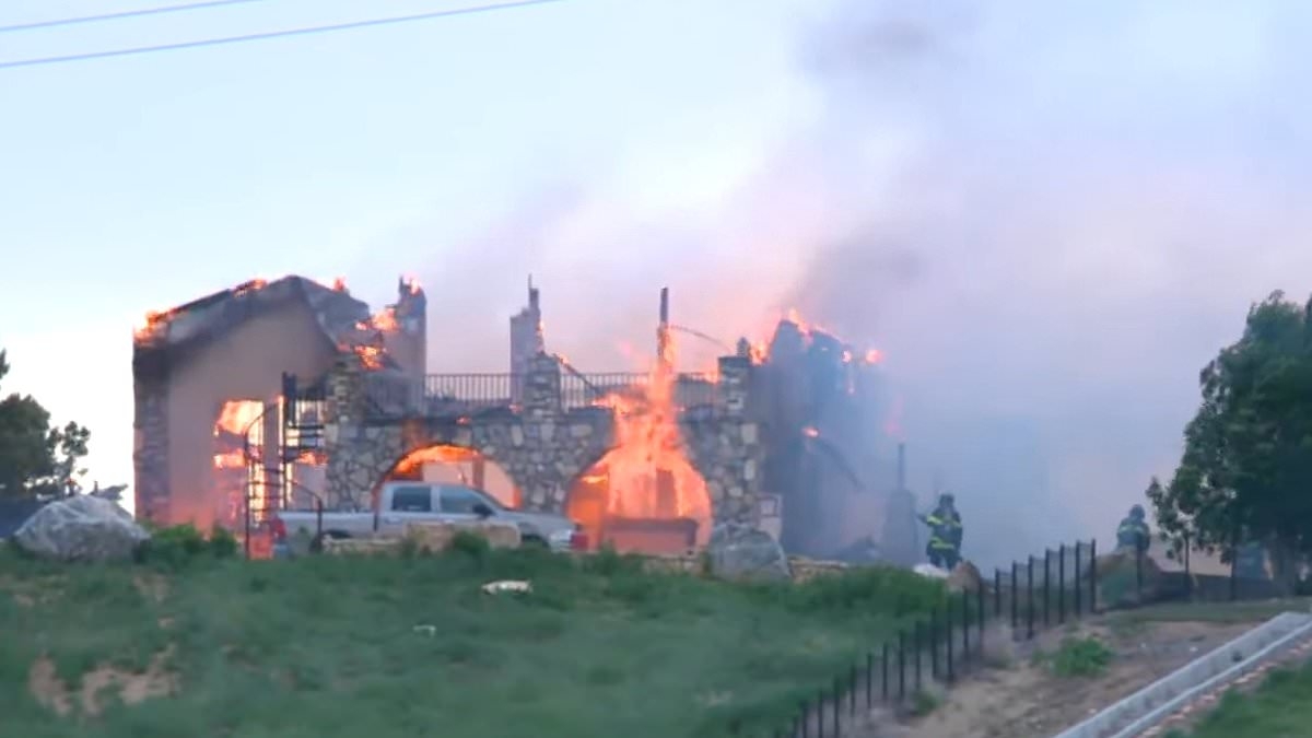 Horrifying moment enormous $1 million mansion in Colorado beauty spot is destroyed by raging inferno