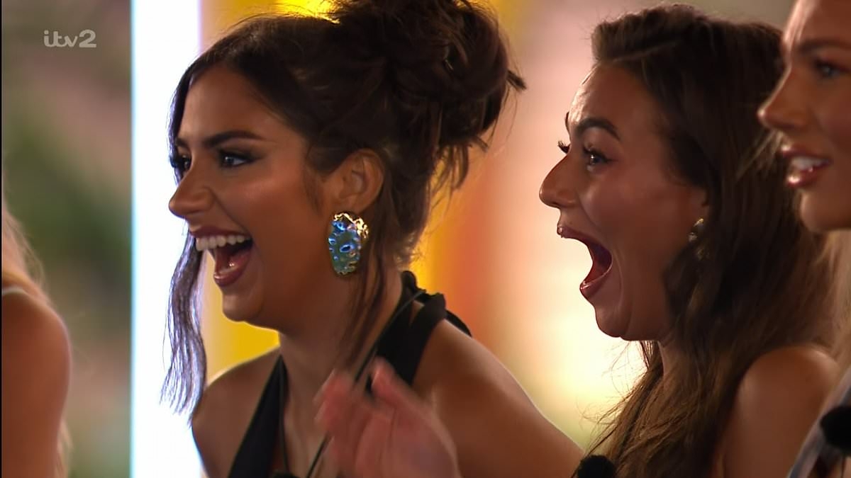 Shocking moment Love Island star Shakira brands new bombshell Yasmin a 't***' as tensions flare while they secretly watch the boys flirt with THREE new girls