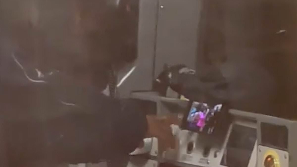 Moment Tube driver is caught KNITTING and watching videos on his phone while driving commuters