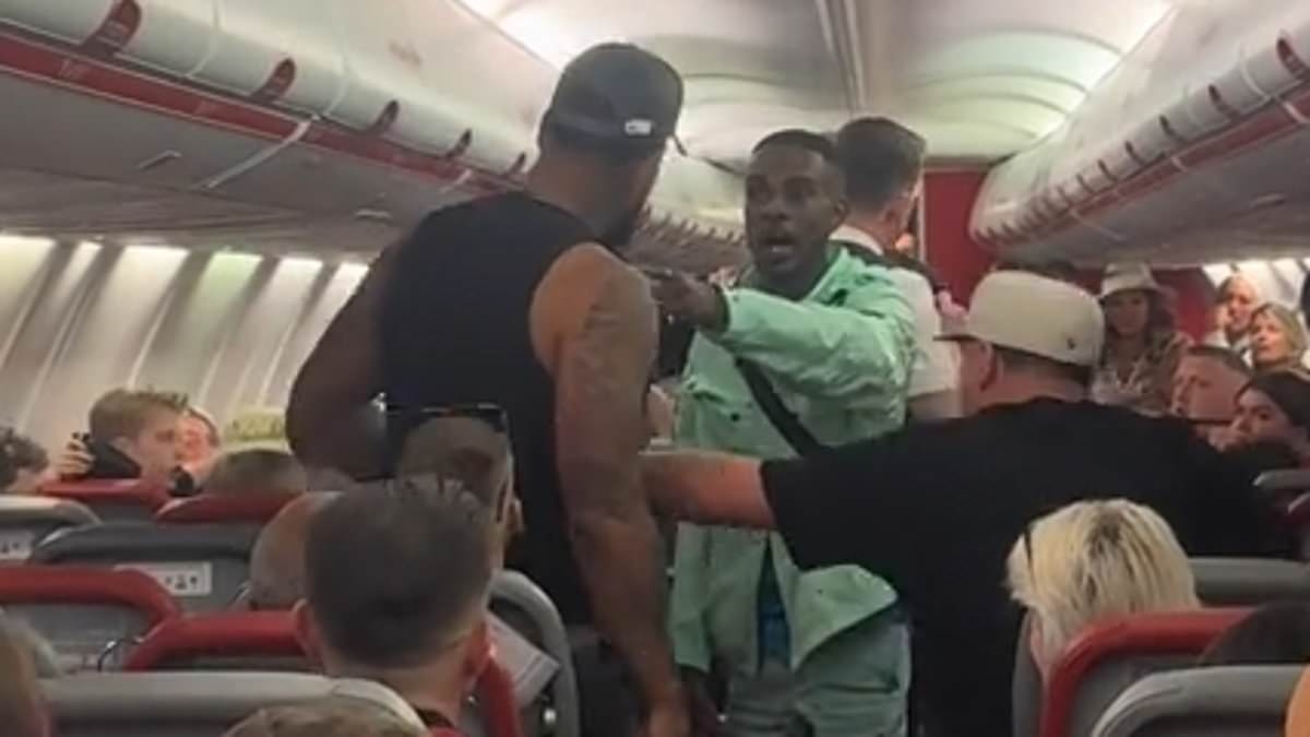 Moment 'feral' Brit tries to provoke another passenger on chaotic flight to Ibiza