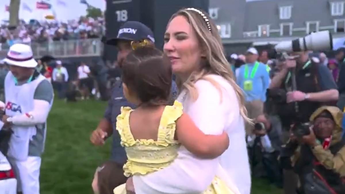 BREAKING NEWS US Open winner JJ Spaun fights back tears as he celebrates with wife and kids in heartwarming moment