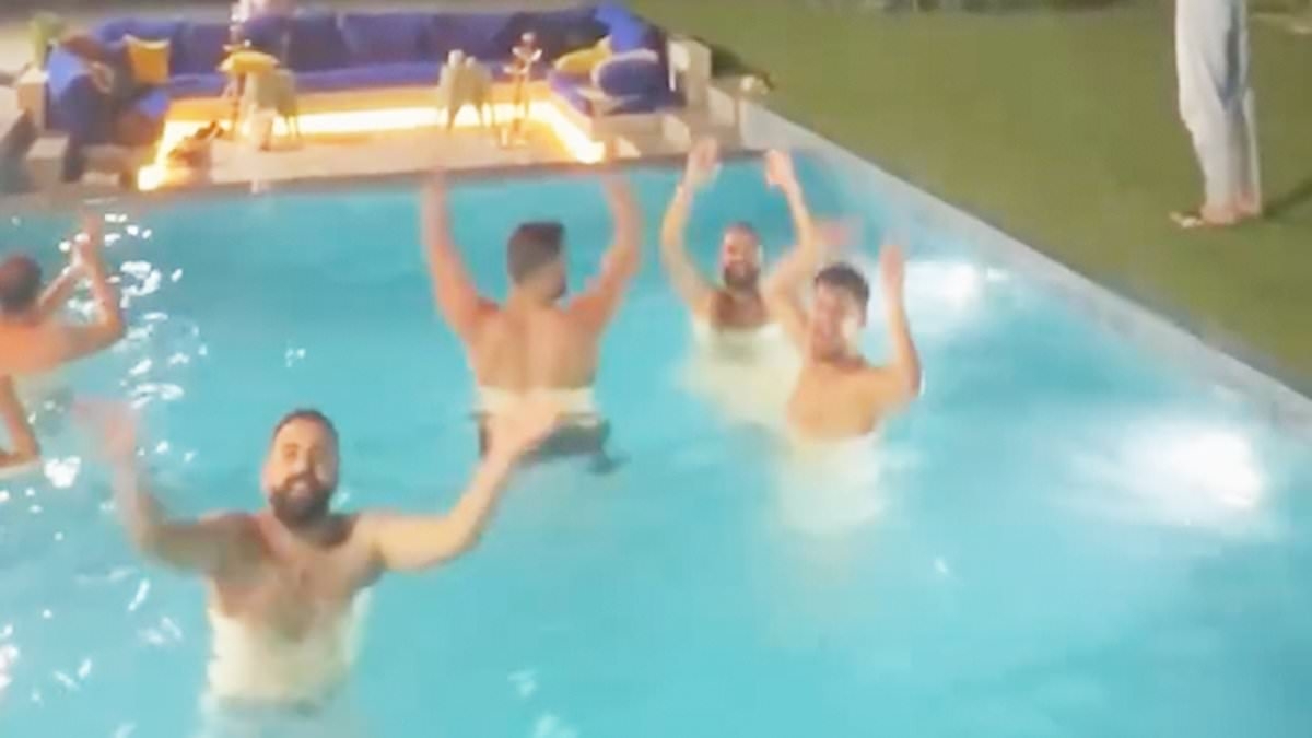 Bizarre moment Lebanese pool party cheers as missiles fly overhead amid Israel-Iran war - while other rooftop revellers also enjoy the scenes