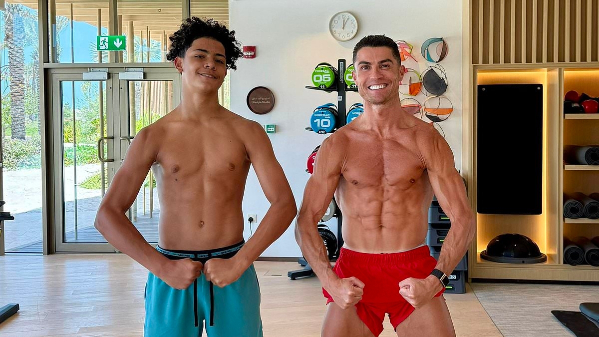 Cristiano Ronaldo spotted again with a black toenail as he shows off ripped physique with his son - but there's a good reason behind the bizarre look