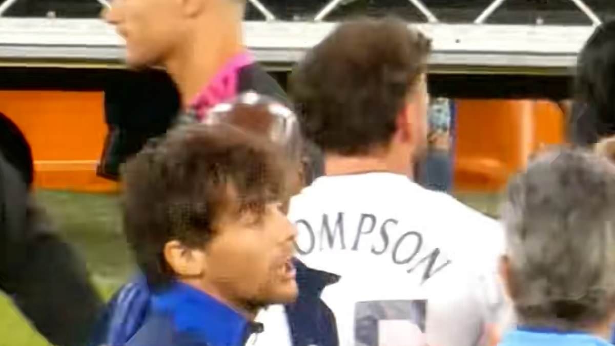 EXCLUSIVE Brutal moment Louis Tomlinson SNUBS Sam Thompson at Soccer Aid proving their feud over Zara McDermott runs deep